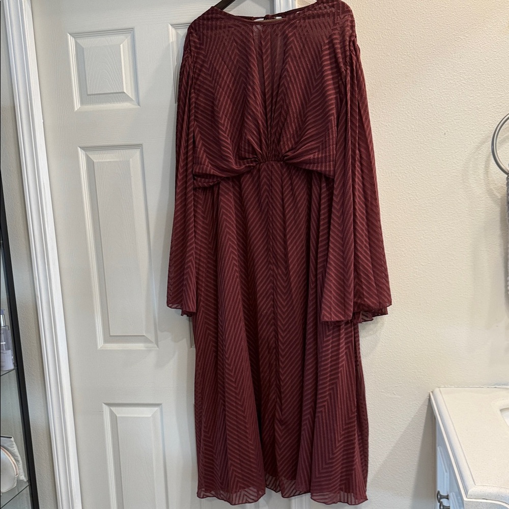 ASOS Curve Maroon Long Sleeve Dress